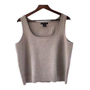 Tahari Brown Tan Sleeveless Sweater Shell Top Soft Womens Size 1X New